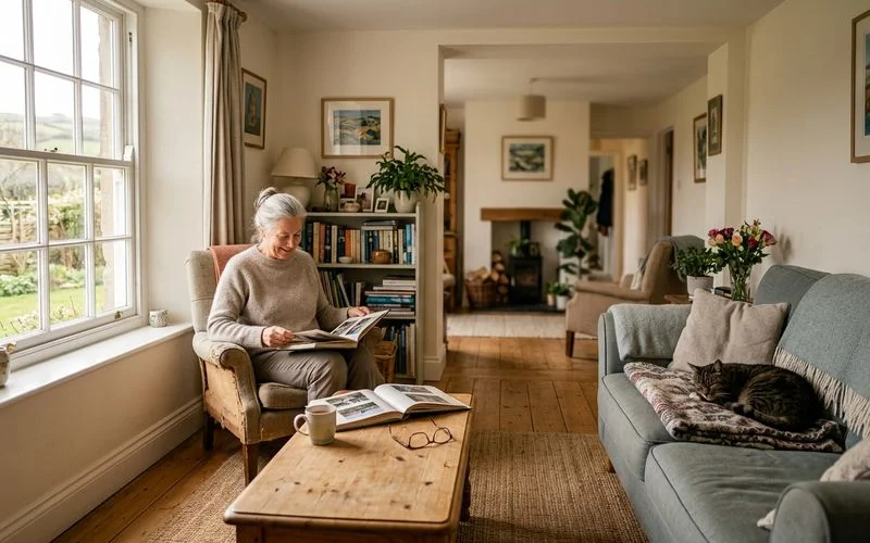 Beautifully restored living room after professional hoarding cleanup