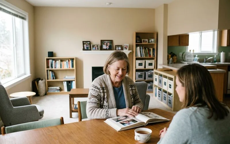 Bright clean home interior with organized spaces showing successful long term hoarding recovery maintenance in Summerville
