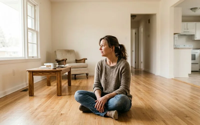 Clean and clear home interior after successful heavy debris removal showing restored living space and flooring