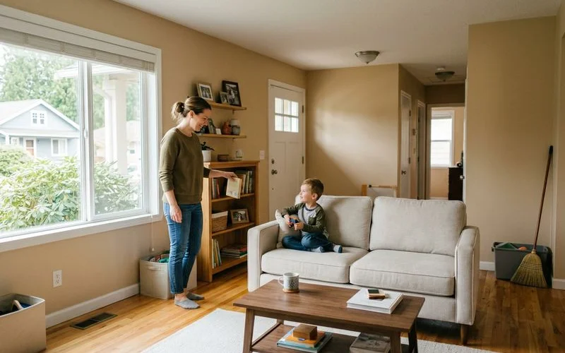 Organized and cleared space after professional debris removal