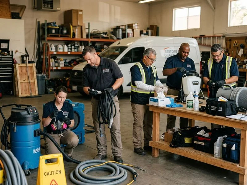 Our professional team preparing for a cleanup project